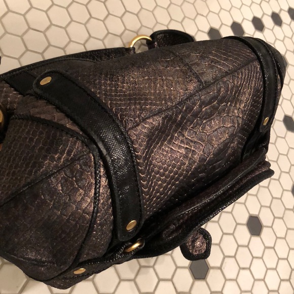 BABEE D Snakeskin Leather Purse Metallic Black - Picture 7 of 8